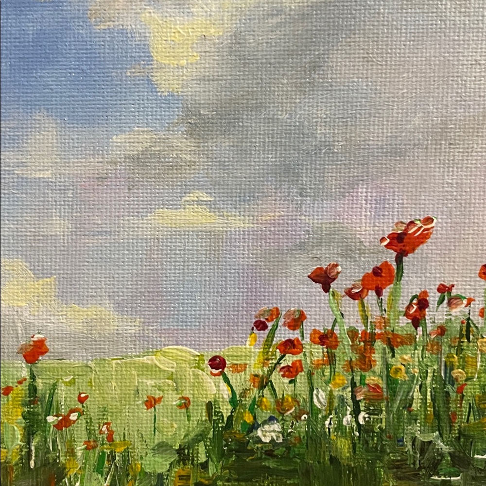 Original Painting! Poppies in Field Landscape Canvas Art - Picture 3 of 7